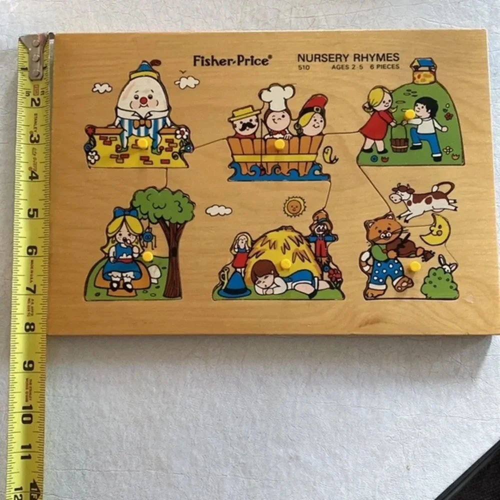 Vintage 1972 Fisher-Price Burger Rhymes Wood Puzzle